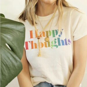 Chaser Happy Thoughts T Shirt Women’s Size MEDIUM Rainbow Y2K Vintage 90s Tee